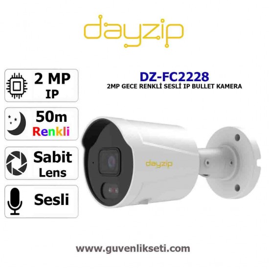 Dayzip DZ-FC2228 2MP gece renkli sesli IP bullet güvenlik kamerası